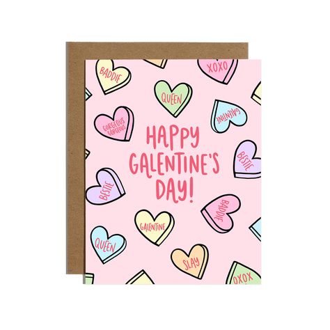 Queen! Baddie! Slay! We love female friendship. Celebrate Galentine's Day with this cute and trendy card. It's the perfect gift for your bestie on Valentine's Day. A2 Card (4 1/4" x 5 1/2"). Printed on high quality paper and comes with matching envelope. Blank inside. Valentines Cards Handmade Friends, Gal-entines Day Cards, Valentine’s Day Card Handmade, Valentines Card Best Friend, Valentine's Day Cards For Friends, Card Valentines Day Design, Valentine Cards Friends, Valentine's Day Card Design, Valentine’s Day Card Ideas For Friends