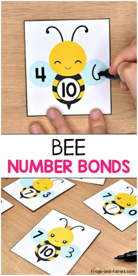 Number Bond Activities, Number Bonds Worksheets, Math Worksheets For Kids, Number Bonds To 10, Bee Activities, Bee Classroom, Number Bond, Activities Kindergarten, Playful Learning