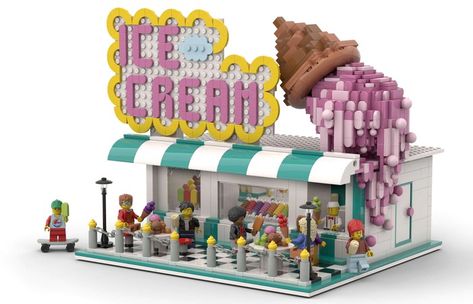 Giant Ice Cream, Micro Lego, Shop Lego, Cream Aesthetic, Ice Cream Parlor, Best Ice Cream, Minecraft Building, Building Techniques, Build Something