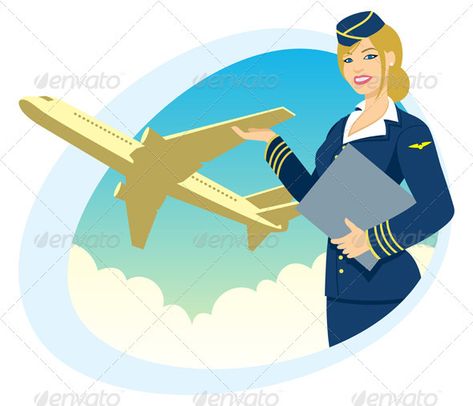 Air Travel - Travel Conceptual Flight Attendant Drawing Easy, Flight Attendant Drawing, Cartoon Wall Painting, Airplane Vector, Air Hostess, Infographic Design Inspiration, Vector Pop, Travel Illustration, Air Travel