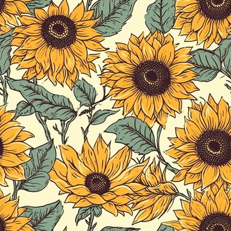 This Sunflower Illustration is perfect for summertime. It is a seamless pattern and can be used in paper crafts, post cards, prints, wedding invitations, birthdays, and so much more! this is a digital download only, and intended for personal use only. Sunflower Pattern Design, Sunflower Illustration Art, Sunflower Digital Art, Sunflower Print Pattern, Sunflower Illustration, Sunflowers Background, Sunflower Pictures, Summer Illustration, Sunflower Art