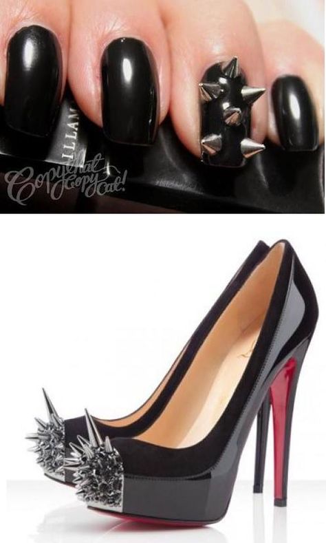 Spiked Nails, Spike Outfit, Spiked Heels, Punk Glam, Wife Style, Goth Shoes, Punk Nails, Gothic Nails, Spike Heels