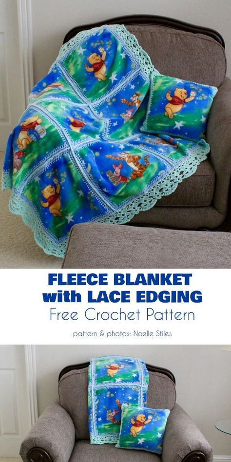 Lace Edge for Fleece Baby Blanket Free Crochet Patterns | Your Crochet | Bloglovin’ Crochet Border On Fleece Blanket, Crochet And Fleece Blanket, Crochet Edging On Fleece Blanket, Crochet Edge On Fleece Blanket, Fleece Blanket With Crochet Edging, Crochet Edge Fleece Blanket, Fleece Crochet Blanket, Fusion Blanket, Fleece Blanket Edging