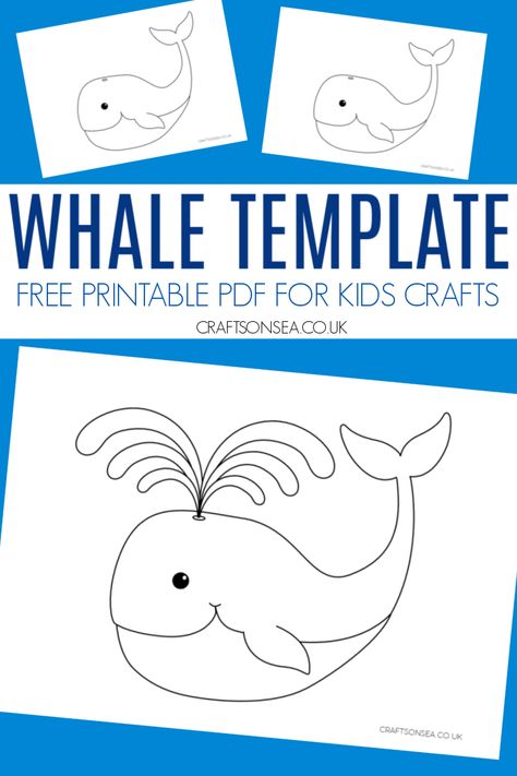 Whale Template (FREE Printable PDF) Easy Ocean Crafts, Whale Template, Ocean Crafts Preschool, Ocean Crafts For Kids, Whale Printable, Whale Craft, Free Classroom Printables, Snail And The Whale, Whale Crafts