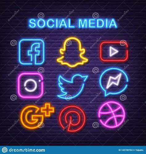 Facebook Aesthetic, Layout Portfolio, Social Network Icons, Social Media Icons Vector, Neon Icons, Social Media Icons Free, Internet Icon, Network Icon, Social Media Art