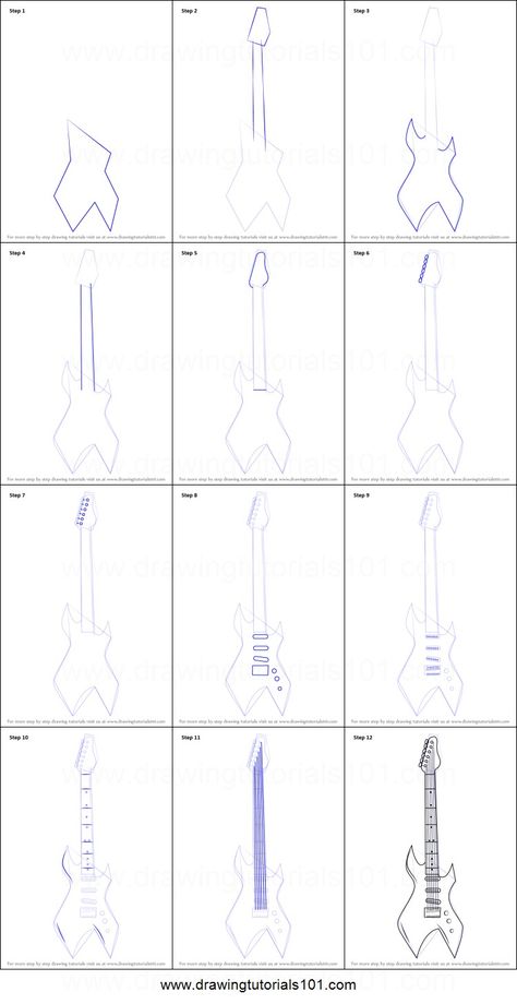 Guitar Drawing Easy Step By Step, Electric Guitar Drawing Sketches Pencil, Guitar Drawing Tutorial, Electric Guitar Drawing Easy, How To Draw Electric Guitar, How To Draw A Guitar Step By Step, Guitar Drawing Step By Step, How To Draw Guitar, Electric Guitar Doodle