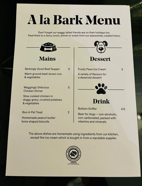 A la Bark dog menu available in the lounge or outside seating area at the Ickworth Hotel, Bury st Edmunds. #dogfriendly #ickworthhotel #burystedmunds #suffolk #dogsofinstagram Pet Restaurant Design, Pet Friendly Cafe Interior, Dog Cafe Design Ideas, Dog Cafe Interior Design, Dog Cafe Interior, Dog Friendly Coffee Shop Ideas, Dog Friendly Cafe Ideas, Pet Friendly Cafe Ideas, Dog Menu Ideas