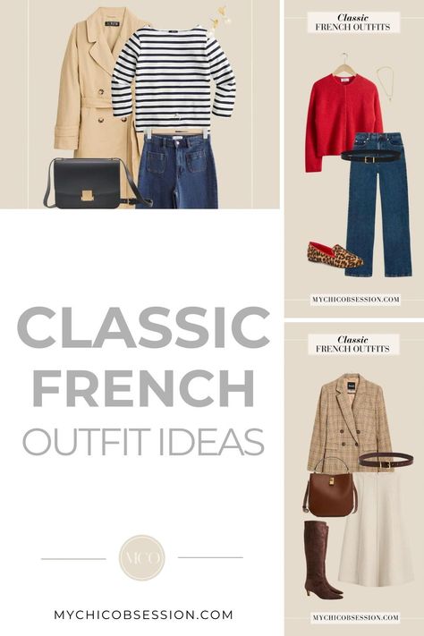 Does the idea of “French fashion” seem overwhelming when it comes to applying the French girl style to your own wardrobe? Well, luckily for you, you can recreate 20 classic French outfits with wardrobe essentials you probably already have in your closet. With a little flexibility, you can take inspiration from the looks below to put together classic French outfits that would seamlessly blend in on the streets of Paris. Parisian style, Parisian fashion, Parisian chic, French style