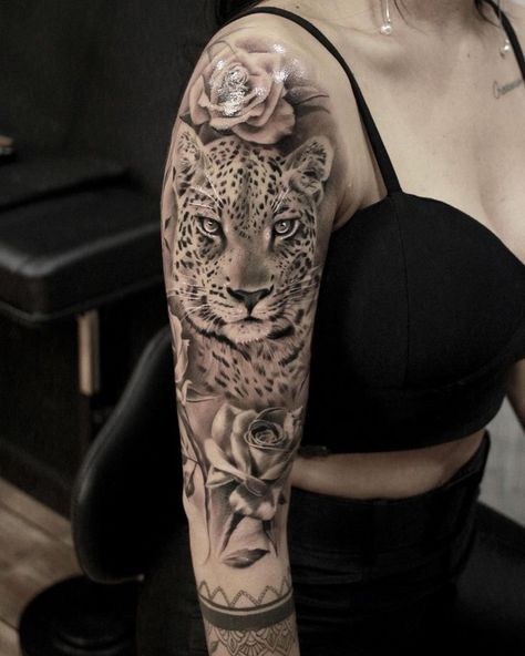 #OwlTattoo #CuteOwlTattoo #OwlInk #OwlTattooDesign #OwlTattooArt #InkedOwls #OwlTattooIdeas #OwlTattooLove #TattooInspiration #AnimalTattoos Big Cat Tattoo Sleeve, Snow Leopard Tattoo Women, Tiger Sleeve Tattoos For Women, Animal Sleeve Tattoo For Women, Leapord Tattoo Ideas, Leopard Tattoo Design For Women, Tiger Tattoo Ideas, Snow Leopard Tattoo, Tattoo Leopard