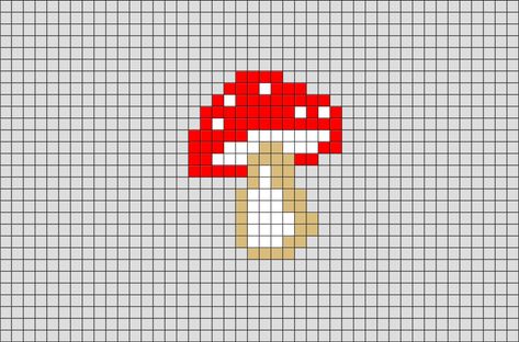 A mushroom (or toadstool) is the fleshy, spore-bearing fruiting body of a fungus, typically produced above ground on soil or on its food source. Toadstool Cross Stitch, Mini Mushroom Cross Stitch, Pixel Art Mashrom, Mushroom Pixel Pattern, Small Mushroom Cross Stitch, Pixel Mushroom Art, Tiny Mushroom Cross Stitch, Pineapple Pixel Art, Mushroom Perler Bead Patterns