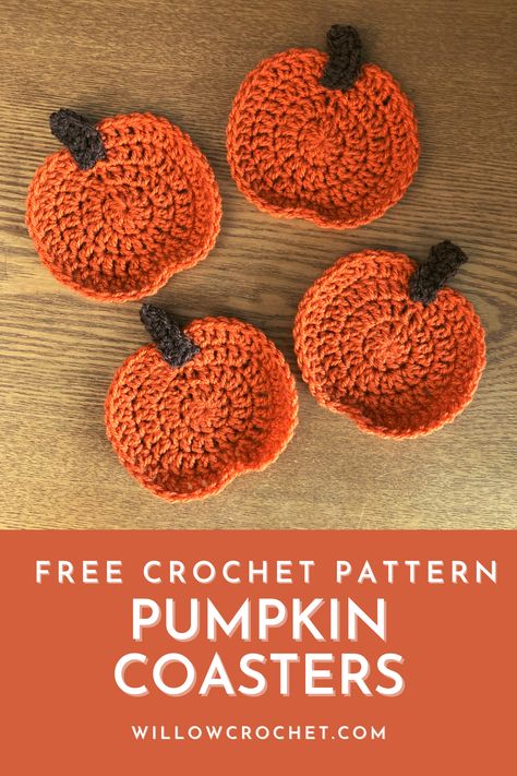 Crochet Pumpkin Patterns, Coasters Free Pattern, Diy Crochet Cardigan, Cozy Items, Pumpkin Coasters, Coaster Crochet Pattern, Crochet Lily, Keychain Tutorial, Pumpkin Patterns