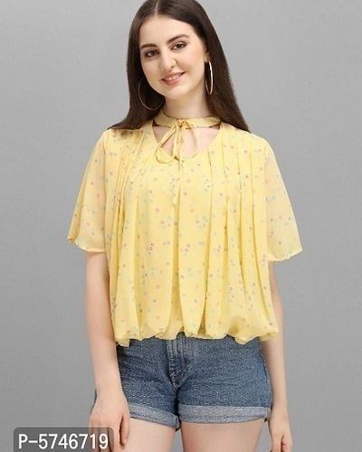 1 Likes, 0 Comments - Krishna joshi (@krjotrends) on Instagram: “Stylish Georgette Top for Women Stylish Georgette Top for Women *Fabric*: Georgette *Type*: Regular…” Printed Georgette Tops Western, Georgette Tops Western, Top For Women Stylish, Tops For Women Stylish, Top Designs For Women, Georgette Tops, Knot Top, Trendy Fashion Tops, Top Knot