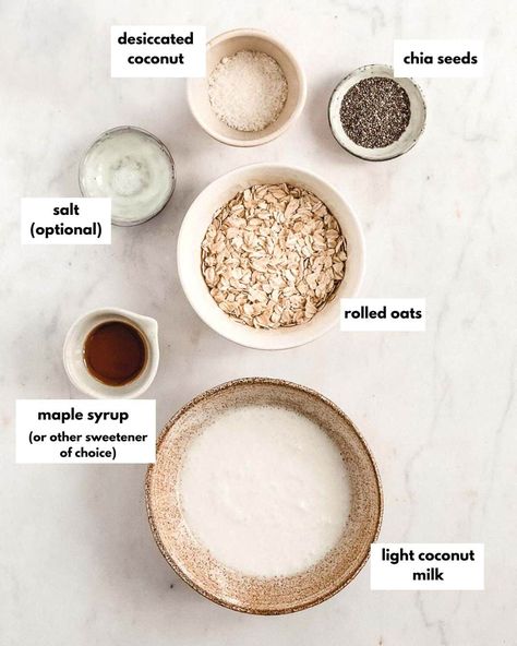 Overnight Oats with Coconut Milk - Wholefood Soulfood Kitchen Overnight Oats With Oat Milk No Yogurt, Overnight Oat Without Yogurt, Overnight Oats Without Greek Yogurt, Overnight Oats Without Yogurt Recipe, Yogurt Free Overnight Oats, Overnight Oats Applesauce, How To Make Overnight Oats Without Yogurt, Plain Overnight Oats Recipe, Overnight Oatmeal Without Yogurt