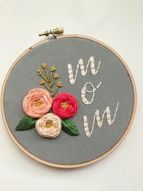 Mother's Day Embroidery, Hoop Wall Art, Embroidered Hoop, Embroidery Hoop Wall, Embroidery Hoop Wall Art, Redwork Embroidery, Embroidery Transfers, Embroidery Patterns Vintage, Learn Embroidery