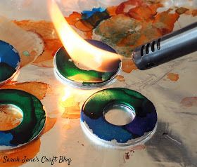 Washer Crafts, Alcohol Ink Jewelry, Alcohol Ink Glass, Washer Jewelry, Hardware Jewelry, Alcohol Ink Crafts, Ink Crafts, Alcohol Ink Painting, Alcohol Ink Art