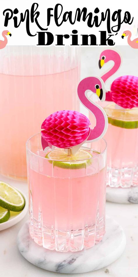 Pink Flamingo Drink, Pink Lemonade Cocktail, Flamingo Drink, Pink Flamingo Party, Lake Party, Lemon Vodka, Lemonade Cocktail, Pink Cocktails, Themed Drinks