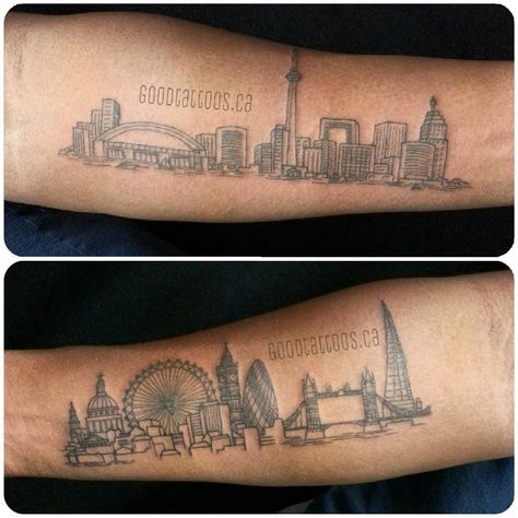 Toronto Skyline Tattoo, Marathon Tattoo, Toronto Tattoo, Tattoo Toronto, Skyline Tattoo, Toronto Skyline, Tattoo Sleeves, London Marathon, Awesome Tattoos