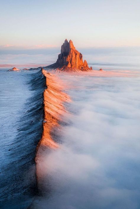 Shiprock is a monadnock rising nearly 1,583 feet above the high-desert plain of the Navajo Nation in San Juan County, New Mexico, United States. Its peak elevation is 7,177 feet above sea level. It is about 10.75 miles southwest of the town of Shiprock, which is named for the peak. The Castle In The Sky, Shiprock New Mexico, Rock Mountain, Southwest Usa, Desert Photography, Into The West, Fine Art Landscape Photography, Navajo Nation, Castle In The Sky