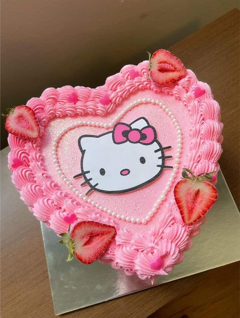 Hello Kitty Birthday Cake, Hello Kitty Videos, Hello Kitty Birthday Party, Hello Kitty Cupcakes, Birthday Goals, Kitty Cake, Birthday Cake Chocolate, Hello Kitty Cake, Hello Kitty Party