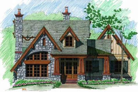 Natural Element Homes, Tudor Style Cottage Plans, 4 Bed Cottage Floor Plans, Stone Cottage Floor Plans, House Design Cottage, Laurel Cottage, Stone Cottage Homes, Exterior Cottage, Small Stone Cottage