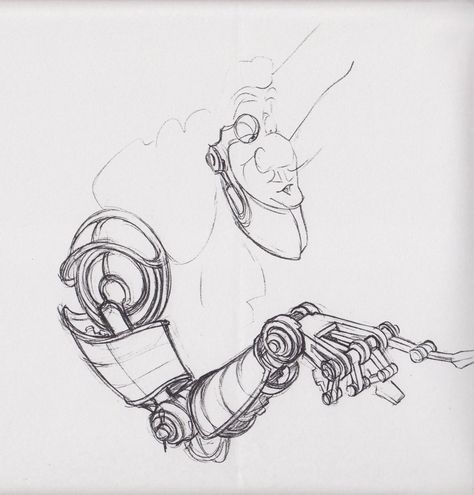 Robot Design Sketch, Glen Keane, Cyborgs Art, 2d Drawing, Arte Robot, Arte Cyberpunk, Treasure Planet, Robot Design, Robot Art