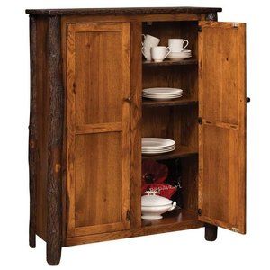 Select Options For Amish Rustic Hickory 2-Door Jelly Cupboard Cabinet  (ID: 74626) Rustic Lodge Kitchen, Rustic Style Furniture, Jelly Cabinet, Jelly Cupboard, Kitchen Furniture Storage, Cabin Furniture, Hickory Furniture, Cupboard Cabinet, Storage Cupboard