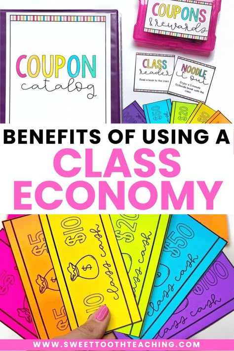 Struggling with classroom management can be tough. If you're looking for classroom management ideas, try a class economy system which allows your students to earn money and classroom economy rewards. This classroom management strategy gives students practice with real-world math skills and teaches them leadership qualities. Plus, it saves you money! Learn more reasons why the class economy system is such a powerful classroom management tool to use in the classroom in my blog post. Classroom Discipline Ideas, 3rd Grade Behavior Management System, 4th Grade Classroom Management, 5th Grade Classroom Ideas, Classroom Management 3rd Grade, 3rd Grade Classroom Management, Point System For Classroom Management, Classroom Money Reward System, Classroom Economy System Elementary