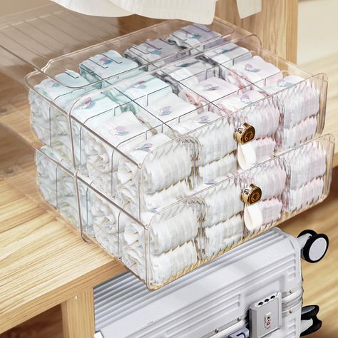 PRICES MAY VARY. 【Underwear drawer organizer】 - Made of transparent PET material, which is stronger and more durable than non-woven fabric, has a long service life, and is more dust-proof and moisture-proof. BPA free, odorless, high Clarity, easy to pull out, and drawers slide out easily, helping you find your clothes and accessories quickly and effortlessly. 【Assemble any partition】- Our sock drawer has 16 removable partitions that you can remove at will. When fully assembled, it makes a good s Toddler Clothes Organization, Plastic Dresser, Dresser Closet, Closet Storage Drawers, Maximize Closet Space, Baby Nursery Closet, Countertop Shelf, Sock Storage, Organizer Bins