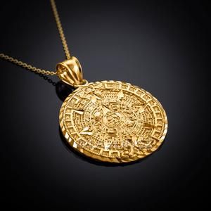 Sun Calendar, Kali Yantra, Mayan Sun, Calendar Necklace, Aztec Jewelry, Gold Pendants For Men, Gold Medallion Necklace, Aztec Calendar, Mens Gold Jewelry