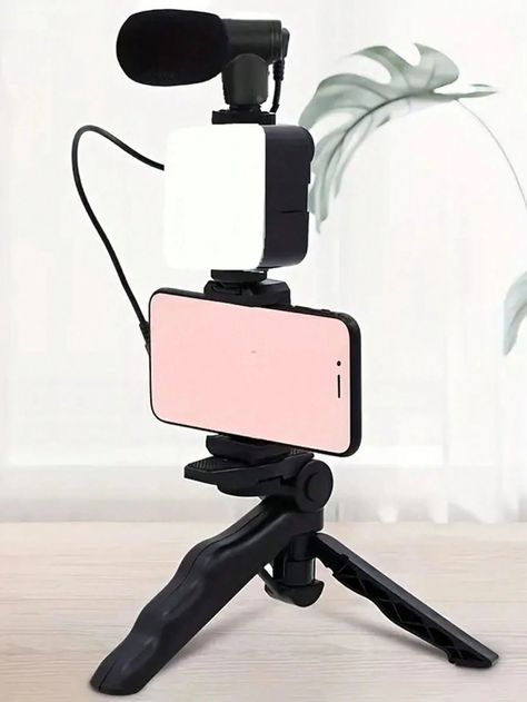 Smartphone Microphone Kit Portable Phone Tripod With Ring Light Designed For Live StreamingI discovered amazing products on SHEIN.com, come check them out! Portable Lamp, Phone Tripod, Phone Lens, Portable Lamps, Ring Light, White Collar, Amazing Products, Live Streaming, Tripod