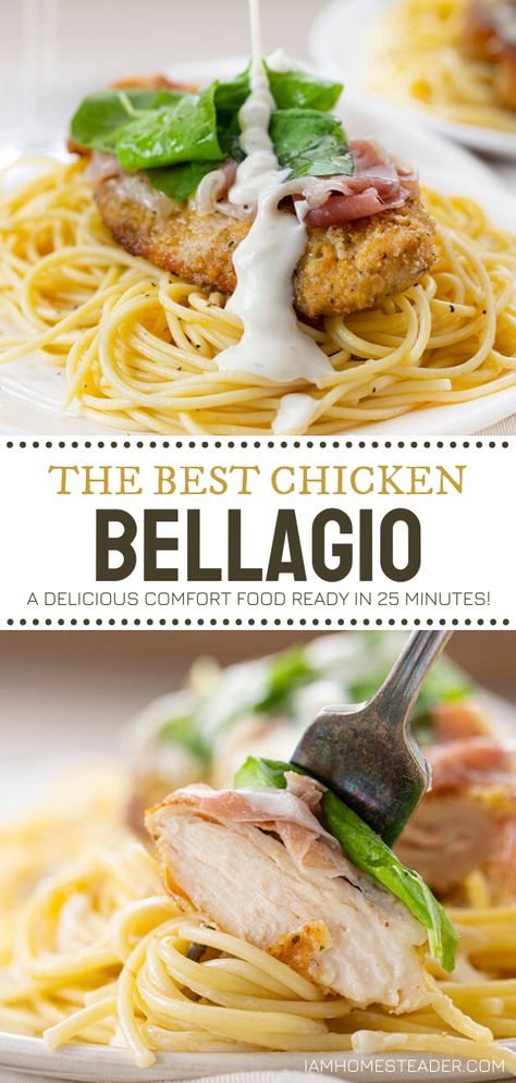 Chicken Frangelico Recipe, Recipes With Prosciutto, Dinner Idea For Family, Frangelico Recipes, Chicken Bellagio, Veal Dishes, August Recipes, Chicken With Prosciutto, Creamy Parmesan Sauce