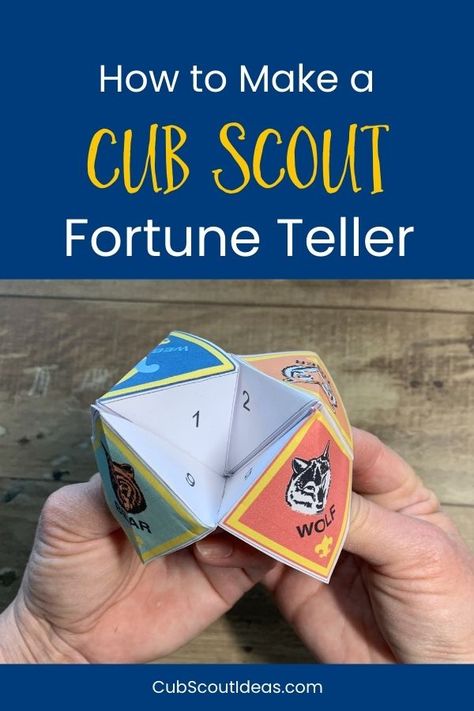 Make a Cub Scout Bobcat Cootie Catcher! This will help the scouts learn the information they need for their Bobcat rank badge. You'll also find a Cub Scout fortune teller template that you can personalize. Click over to get your FREE printables today! #CubScouts #cootiecatcher #fortuneteller #CubScoutIdeas Fortune Teller Template, Cub Scout Badges, Cub Scout Games, Tiger Scouts, Cub Scouts Tiger, Cub Scout Crafts, Scout Games, Cub Scout Activities, Arrow Of Lights