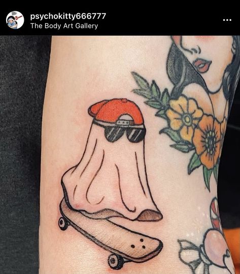 Skateboard Ghost Tattoo, Skateboarding Ghost Tattoo, Ghost With Glasses Tattoo, Ghost With Sunglasses Drawing, Ghost With Guitar Tattoo, Ghost With Hat Tattoo, Ghost With Sunglasses Tattoo, Ghost On A Skateboard Tattoo, Ghost Riding Skateboard Tattoo