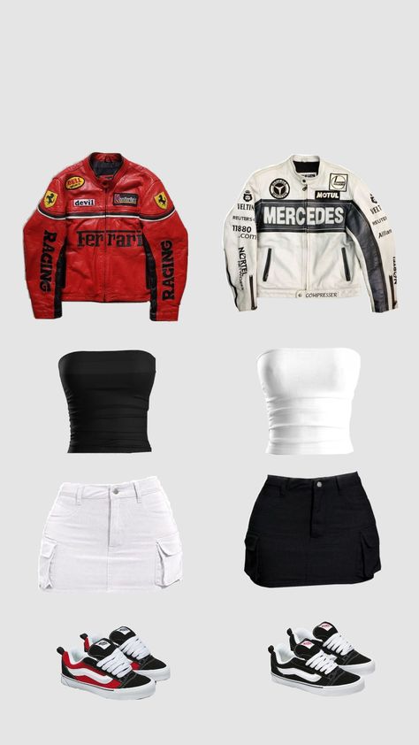 #ferrari #ferrarigirl #mercedes #mercedesgirl #selfcareaesthetic Bestie Outfits, Matching Outfits Best Friend, Everyday Casual Outfits, Twin Outfits, Casual Preppy Outfits, Motorcycle Outfit, Cute Everyday Outfits, Different Outfits, Really Cute Outfits