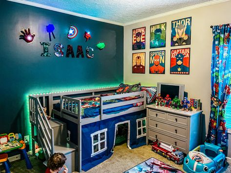 5 Year Boys Room Ideas, Marvel Avengers Bedroom Ideas, Little Boys Marvel Bedroom, Boys Marvel Room, Kids Marvel Bedroom, Toddler Marvel Bedroom, 5 Year Boy Bedroom Ideas, Marvel Room Ideas Boy Bedrooms, Toddler Bedroom Marvel