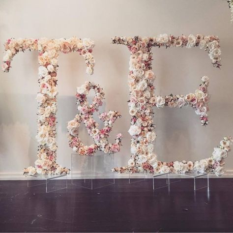 Floral letters, floral numbers, flower letters, floral initials, flower initials, flower hire melbourne, giant flower letters, wedding flowers, silk f Diy Wedding Letters, Flower Letters Diy, Floral Letters Wedding, Couples Initials, Letters Wedding, Wedding Ceiling, Event Florals, Paris Bedroom, Wedding Renewal Vows