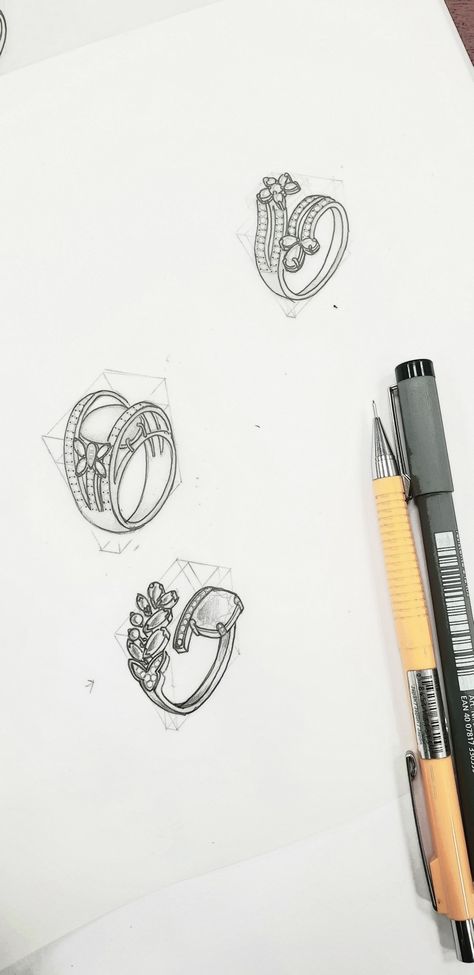 Sketch Jewelry Design, Ring Sketch Design Drawings, Accessories Illustration Jewellery, 3d Ring Sketch, Jewelry Design Sketch Drawings, Manual Jewellery Design Sketch, Ring Designs Drawing, Jewellery Design Sketch, Ring Sketch Drawing