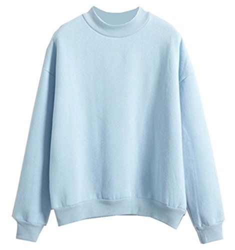 Fashiononly Teen Girls Korean Solid Candy Pullover Sweater Pastel Hoodie Cool Kawaii Shirt Mode Harajuku, Tops Fall Outfits, Casual Turtleneck, Spring Hoodie, Turtleneck Sweatshirt, Women Hoodies, Outwear Jackets, Fashion Hoodies, Blue Sweatshirt