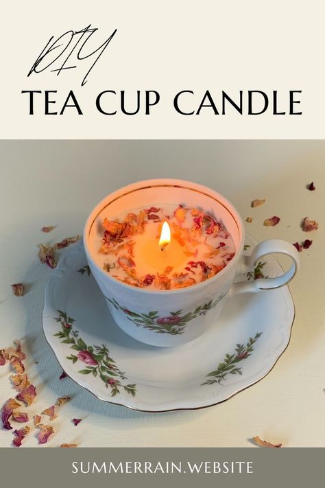 Vintage Teacup Candles, Diy Teacup Candles, Teacup Candles Diy, Homemade Candles Diy, Diy Tea Cup, Boho Candles, Diy Tea Light Candle Holders, Tea Cup Candles, Tea Cup Candles Diy