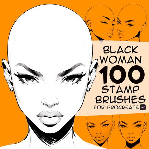 ✅⬆️CLICK THE LINK!!⬆️ 100+ Black Female Head Stamp Brushes for Procreate on Creative Market. Perfect for creating unique illustrations, add these brushes to your collection today! #procreatebrushes #illustration . #Female_Face_Character_Design #Female_Face_Reference_Drawing #Head_Sketch_Reference #Head_Shapes_Drawing Scared Face Expression Drawing, Female Head Reference, Black Female Portrait, Base Head, Portrait Procreate, Face Stamp, Procreate Portrait, African American Beauty, Female Base