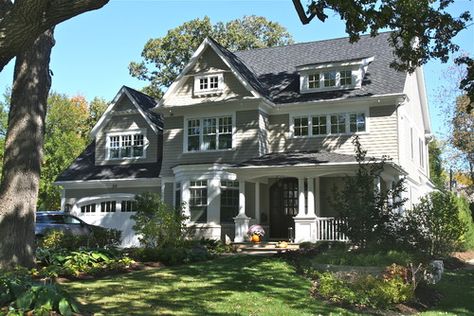 Classic Traditional Home Exterior, Classic Suburban House, Big Suburban House, Contemporary Craftsman Home, Cory Smith, American Style Homes, Foster House, Georgiana Design, Suburban Home