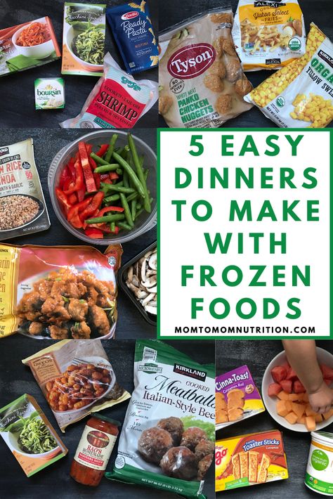 Looking for easy dinners to make with frozen foods? Make dinner that much easier with the convenience of frozen foods found at your local grocery store! #healthyfrozenfoodmeals #healthyfrozenfoods #frozenmealsforfamily #familyfriendlyfrozenmeals #kidfriendlyrecipes #healthyfamilymeals Easy Frozen Food Meals, Grocery Store Dinner Quick, Meals From Frozen Food, Easy Frozen Dinners, Frozen Food Dinner Ideas, Walmart Frozen Meals, Frozen Dinners Store Bought, Best Frozen Meals To Buy, Frozen Meat Recipes