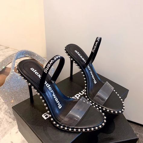 Alexander Wang Heels, Luxury Wishlist, Wang Heels, Slippers Heels, Heels Sneakers, Shoes High Heels, Classy Casual Outfits, Slingback Sandals, Classy Casual