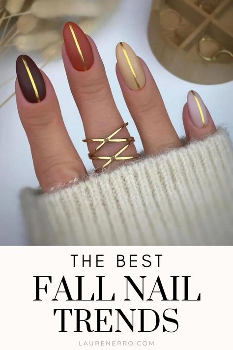 Fall is by far my favorite season. I’m so excited to bust out my boots and sweaters and drink a pumpkin spice latte! But what I’m most excited about is fall nails! I love the rich, dark colors that this season brings. I’m seeing so many warm browns, rich greens, and golden yellows for this season, and I can’t wait to get on the fall nail trends train! Shellac Manicure Ideas, Trending Fall Nails, September Nails Art, Summer Nail Looks, Brown Nail Ideas, Brown Nail Designs, Watermelon Nail, Watermelon Nail Art, Pumpkin Spice Nails