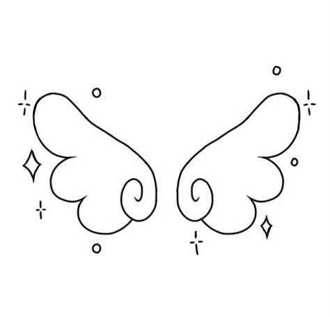 Y2k Wings Drawing, Cute Angel Wings, Cute Wings, Simple Angel Wings, Chibi Wings, Cute Angel Wings Drawing, How To Draw Angel Wings Easy, Angel Wings Doodle, Wings On Head