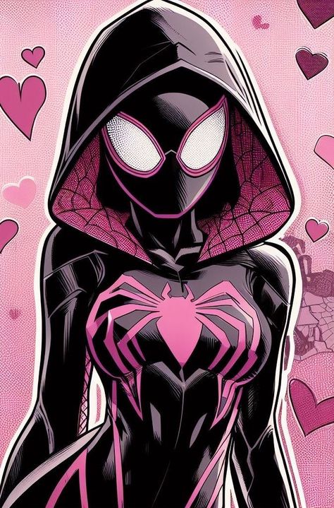 Spider Man Couple Wallpaper, Spider Woman Wallpaper, Pink Spiderman, Baddie Drawings, Baddie Pfp Pink, Baddie Cartoon Pfp, Baddie Cartoon, Cool Cartoon Drawings, Spiderman Girl