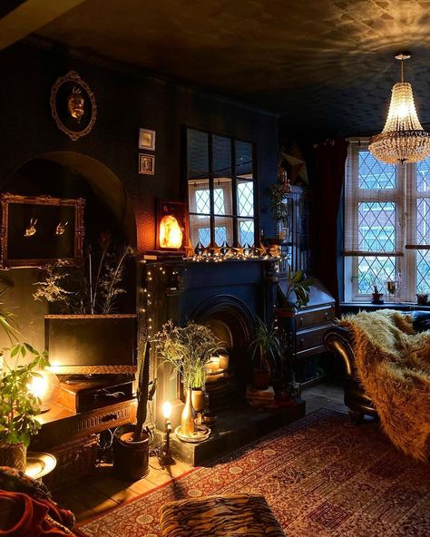 Voice of Nature - itsonlytaken10years Maximalist dark interiors Dark Cottage Interiors, Dark Bohemian Bedroom Decor, Dark Naturalism Bedroom Ideas, Dark Nature Aesthetic Bedroom, Dark Eclectic Home, Dark Maximalist, Dark And Cozy, Maximalist Bedroom, Dark Home Decor