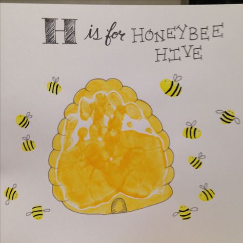 H is for Honeybee Hive Handprints and Fingerprint Bees Manners Preschool, Manners Activities, Letter B Activities, Friendship Crafts, Kids Bulletin Boards, Bumble Bee Art, Footprint Craft, Footprint Crafts, Alphabet Crafts