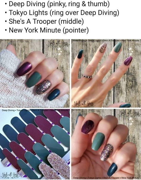 Best Color Street Nail Combinations, Color Street Shes A Trooper Mixed Mani, Glazed Over Color Street Combo, Fail Nails Designs, Color Street Fall 2024, Back In Tile Color Street Combo, Wood You Rather Color Street Combo, Green Color Street Combo, Color Street Nails 2023