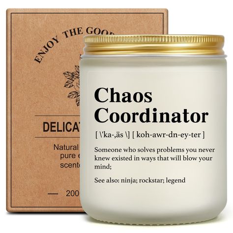 PRICES MAY VARY. Chaos Coordinator Candle: The saying “ Chaos Coordinator ” means the one who always solves problems you never knew existed in ways. Unique birthday gift for a boss, coworker gifts for women, teachers thank you gifts, employee appreciation gifts, office gifts for managers, gifts for boss female, co-workers, colleague, work bestie, mom, dad, coach, friends, staff, secretary, hostess, mentor, principal, men, doctors, nurse, her, him... Best Boss Gifts for Women: The CINGUE candle c Employee Birthday Gifts, Best Boss Gifts, Work Anniversary Gifts, Student Birthday Gifts, Office Christmas Gifts, Boss Birthday Gift, Secretary Gifts, Birthday Gifts For Friends, Boss Christmas Gifts